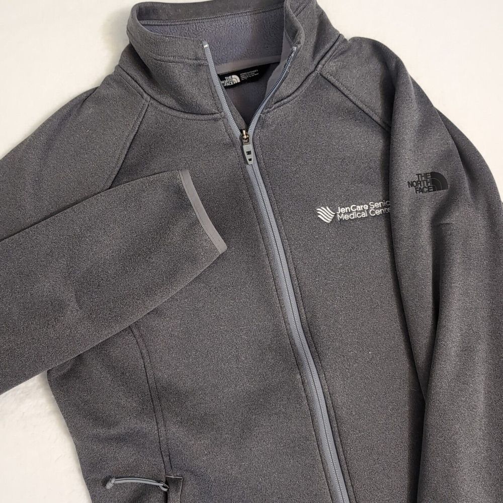 THE NORTH FACE Full Zip Up Gray Soft Shell Jacket Women's XL Hospital Logo